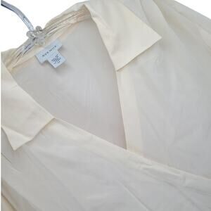 Avenue Cream Wrap Blouse Surplice Office Siren Soft Tailored Plus Size